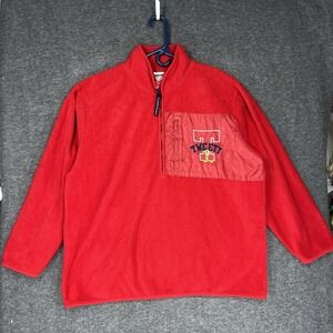 Vintage Loony Tunes Tweety Embroidered 1/4 Zip Fleece Sweatshirt Red  Size XXL